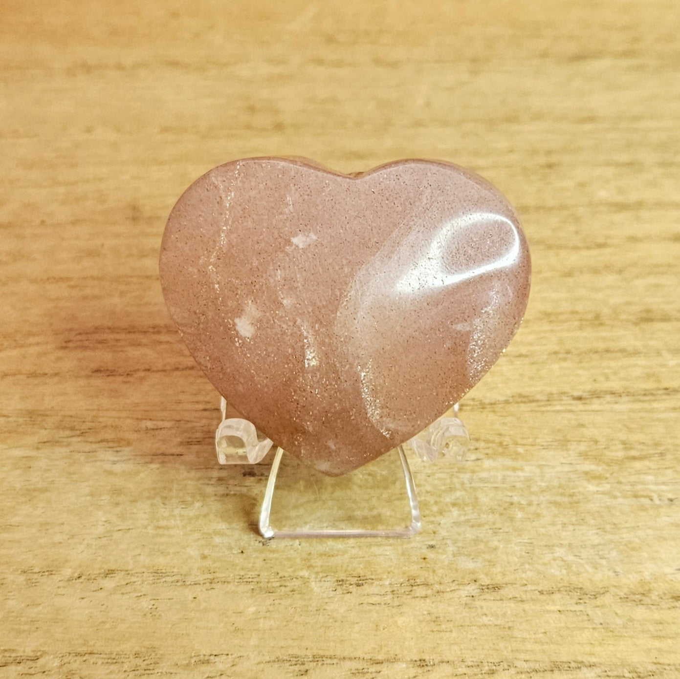 Peach Moonstone Heart Carving.