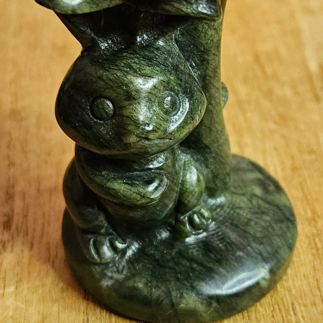 Serpentine Jade Mushroom Rabbit Carving.
