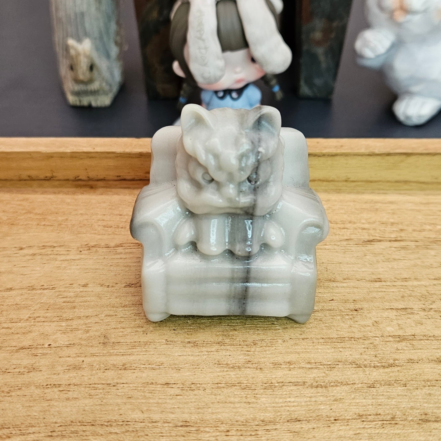 Taiji Jade Awakening Lion Dragon Carving.