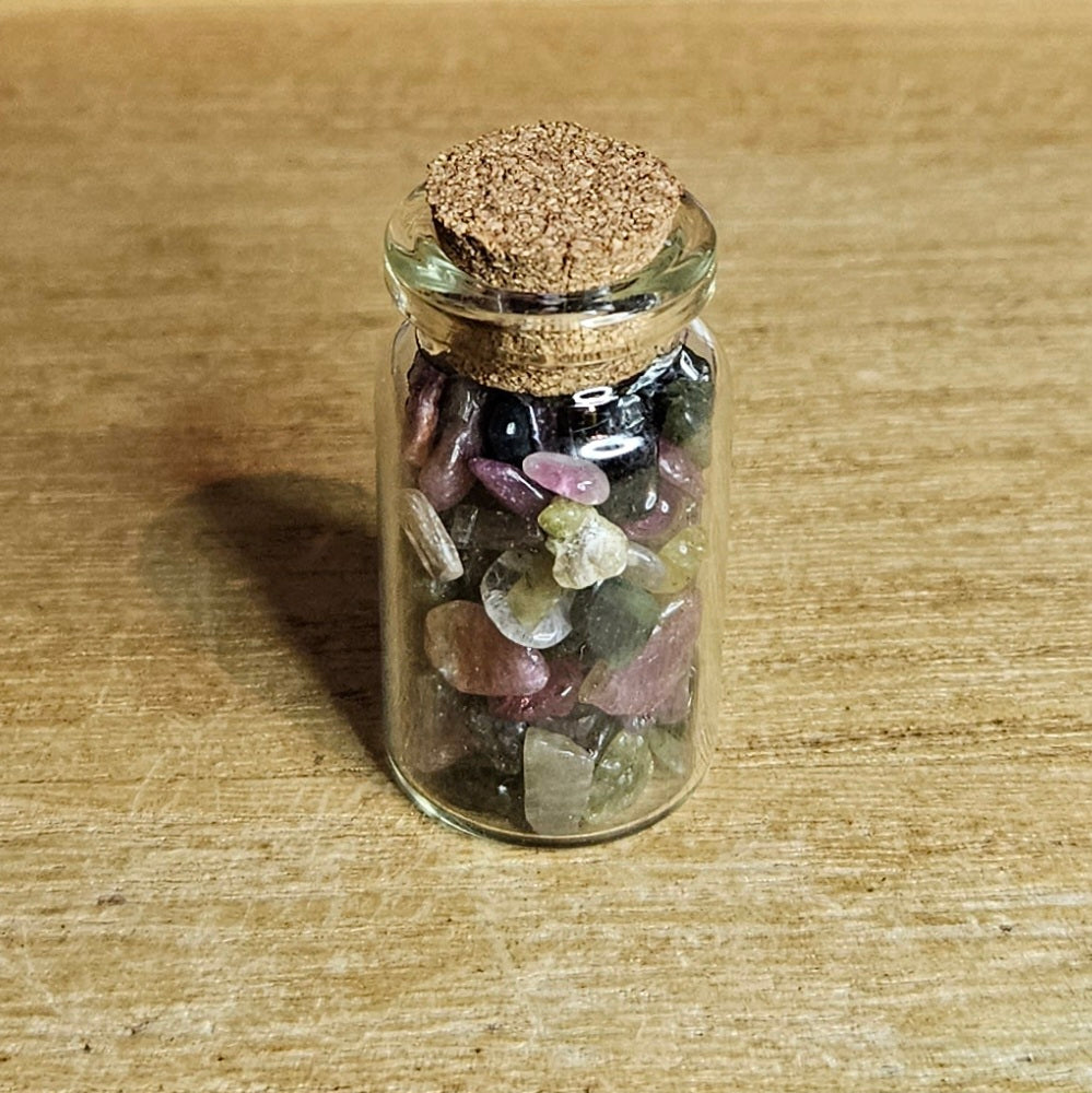 Rainbow Tourmaline Crystal Chip Jar.