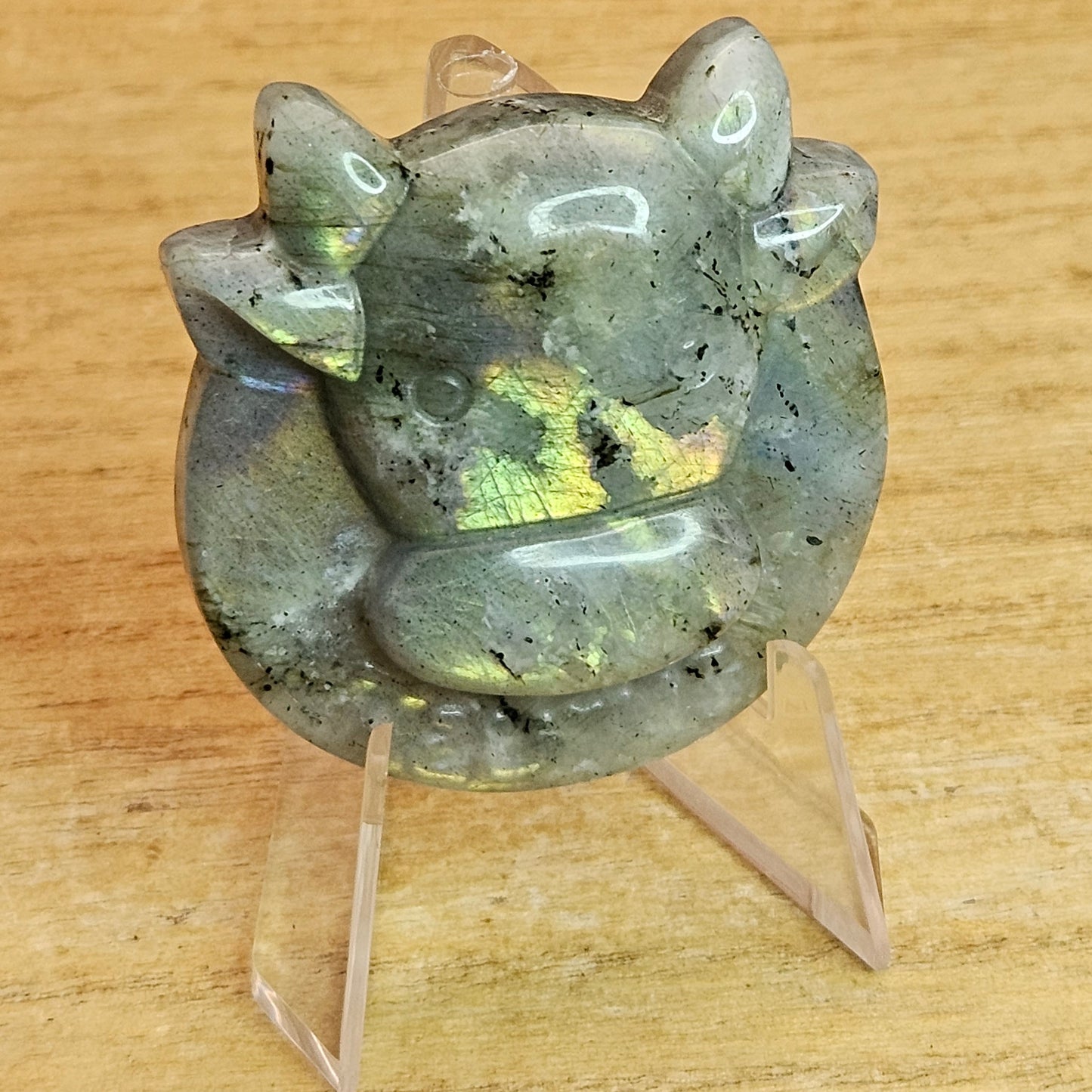 Sunset Labradorite Taurus Bull Flat Carving.