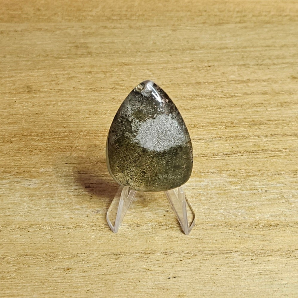Green Garden Quartz Tear-drop Cabochon. *Pre Drilled*