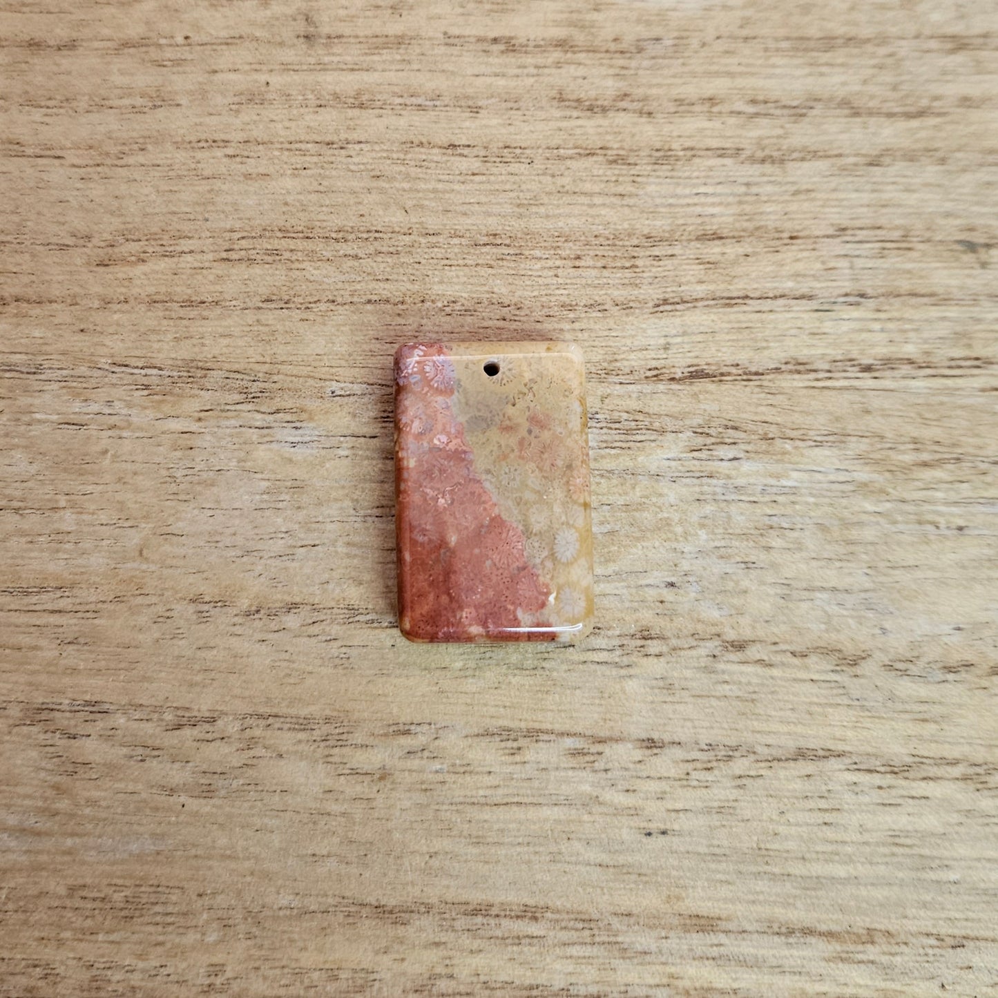 Fossil Coral Rectangle Cabochon. *Pre Drilled*.