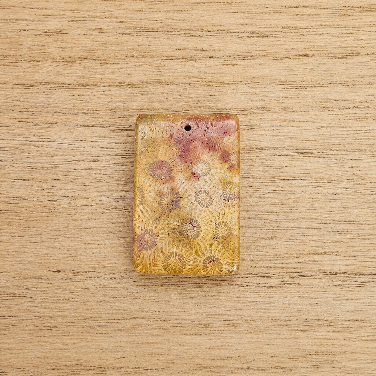 Fossil Coral Rectangle Cabochon. *Pre Drilled*.