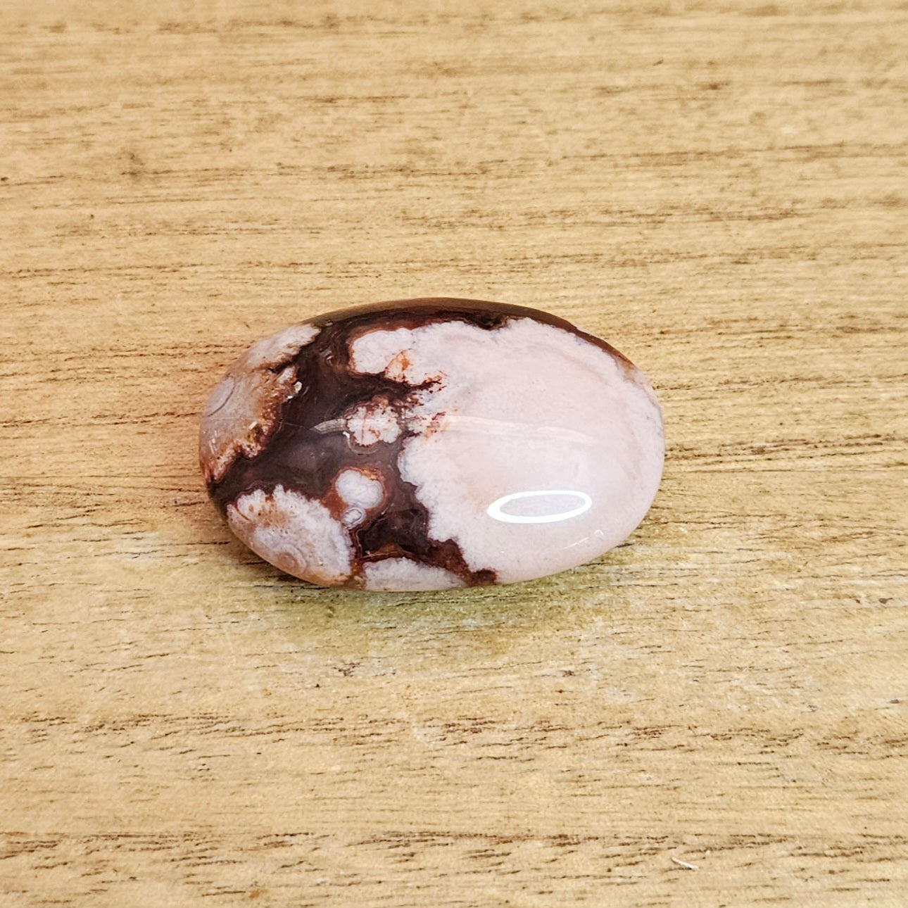 Black Flower Agate Palmstone.