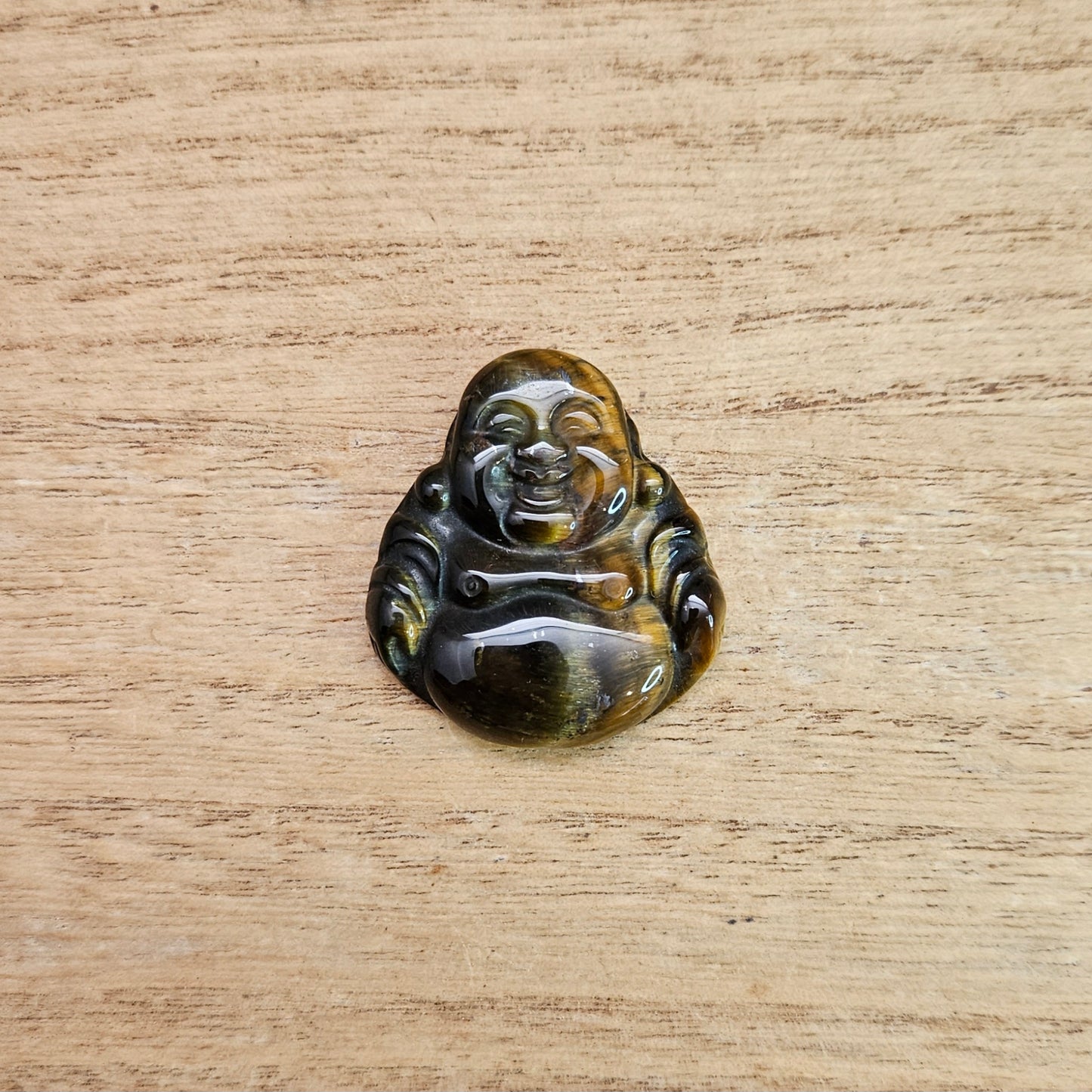 Tigers Eye Laughing Buddha Carving.