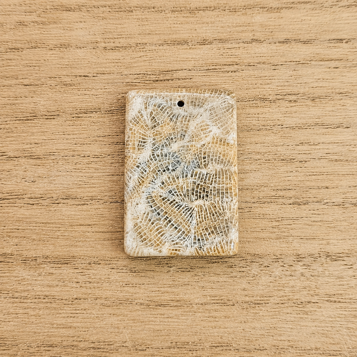 Fossil Coral Rectangle Cabochon. *Pre Drilled*.