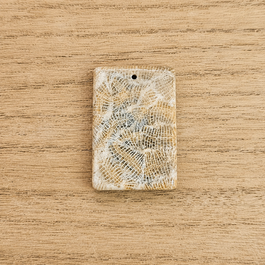 Fossil Coral Rectangle Cabochon. *Pre Drilled*.