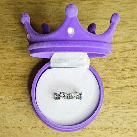 Blue Topaz Butterfly Adjustable Ring.