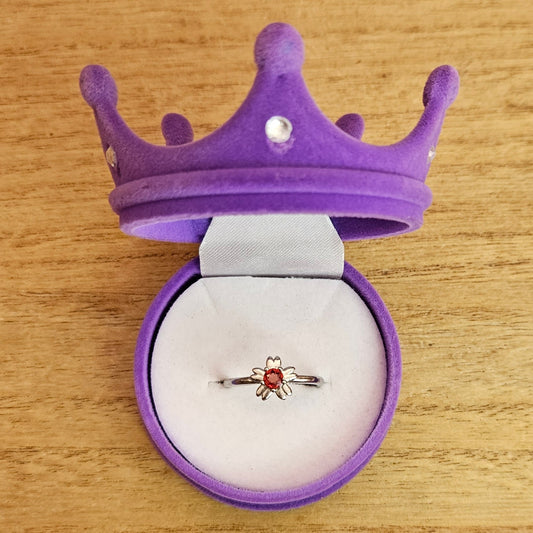 Garnet Flower Adjustable Ring.