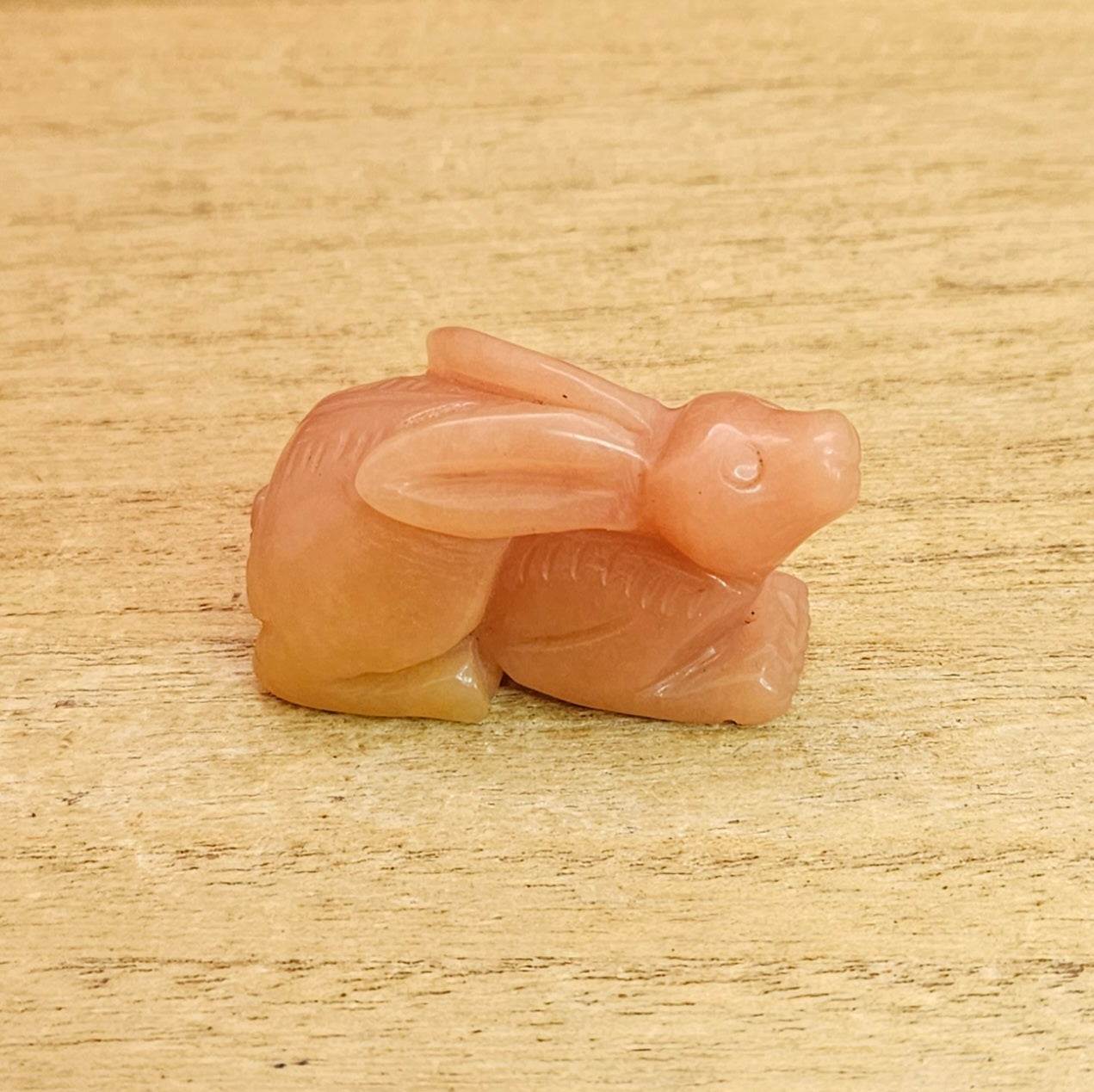 Peach Aventurine Rabbit Hand Carving.