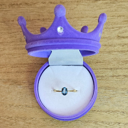 Blue Topaz Gold Band Adjustable Ring.