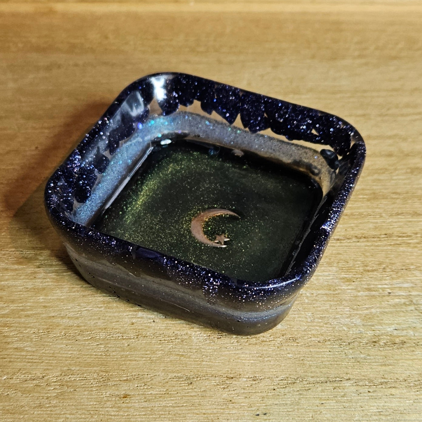 Blue Sandstone Crescent Moon and Star Trinket Dish.