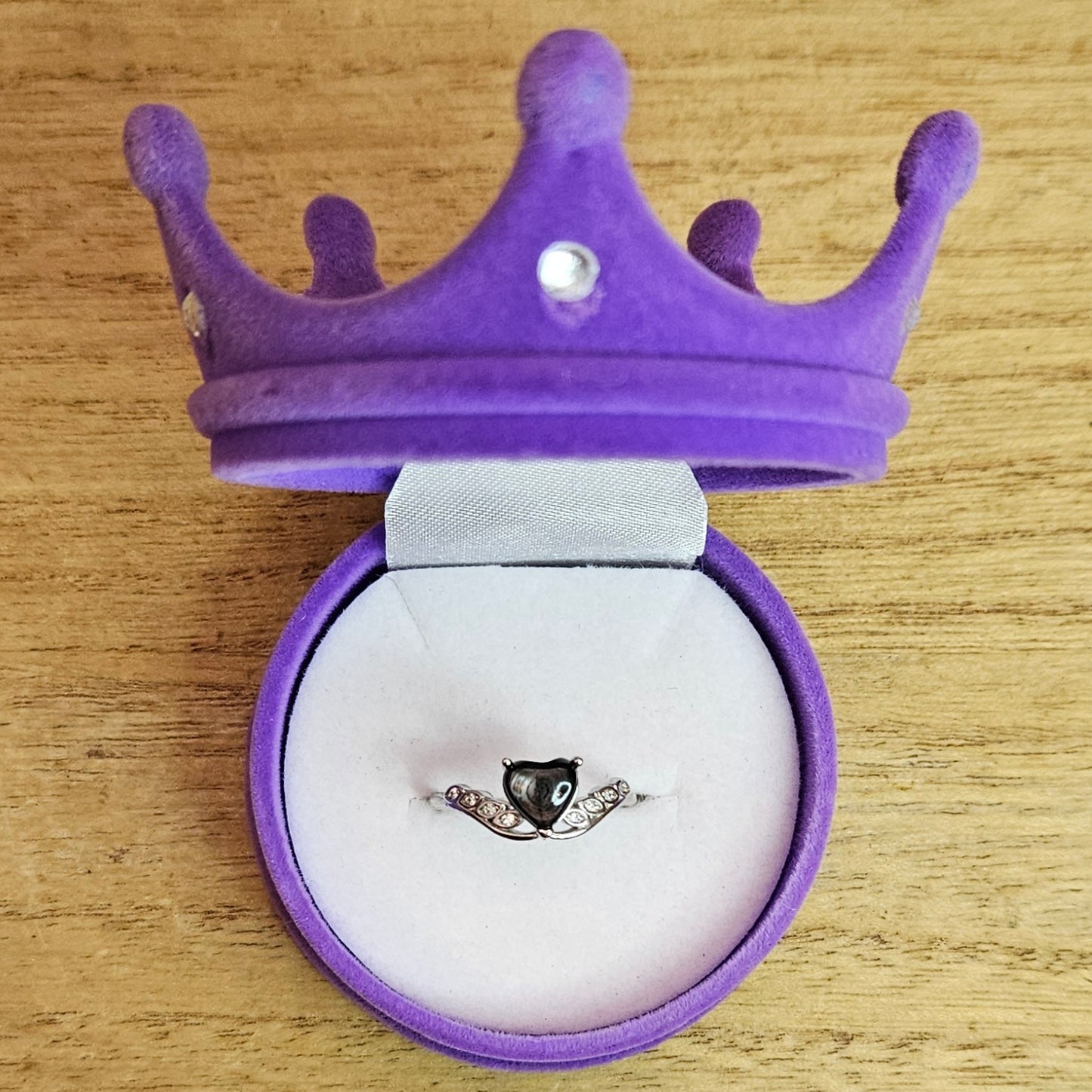 Hypersthene Heart Adjustable Ring.