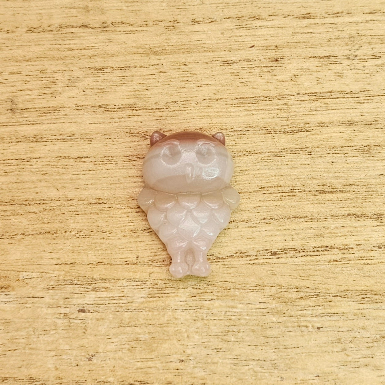 Pink Banded Onyx Owl Flat Carving.