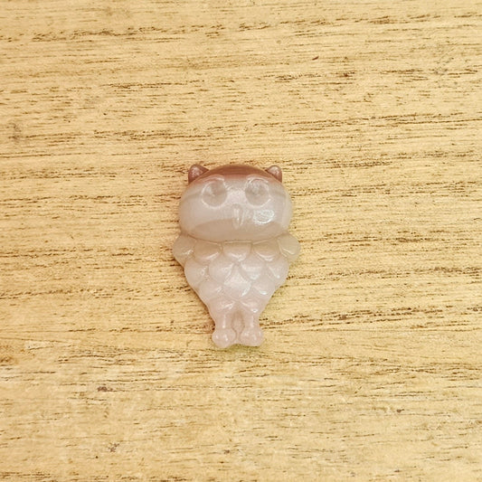 Pink Banded Onyx Owl Flat Carving.