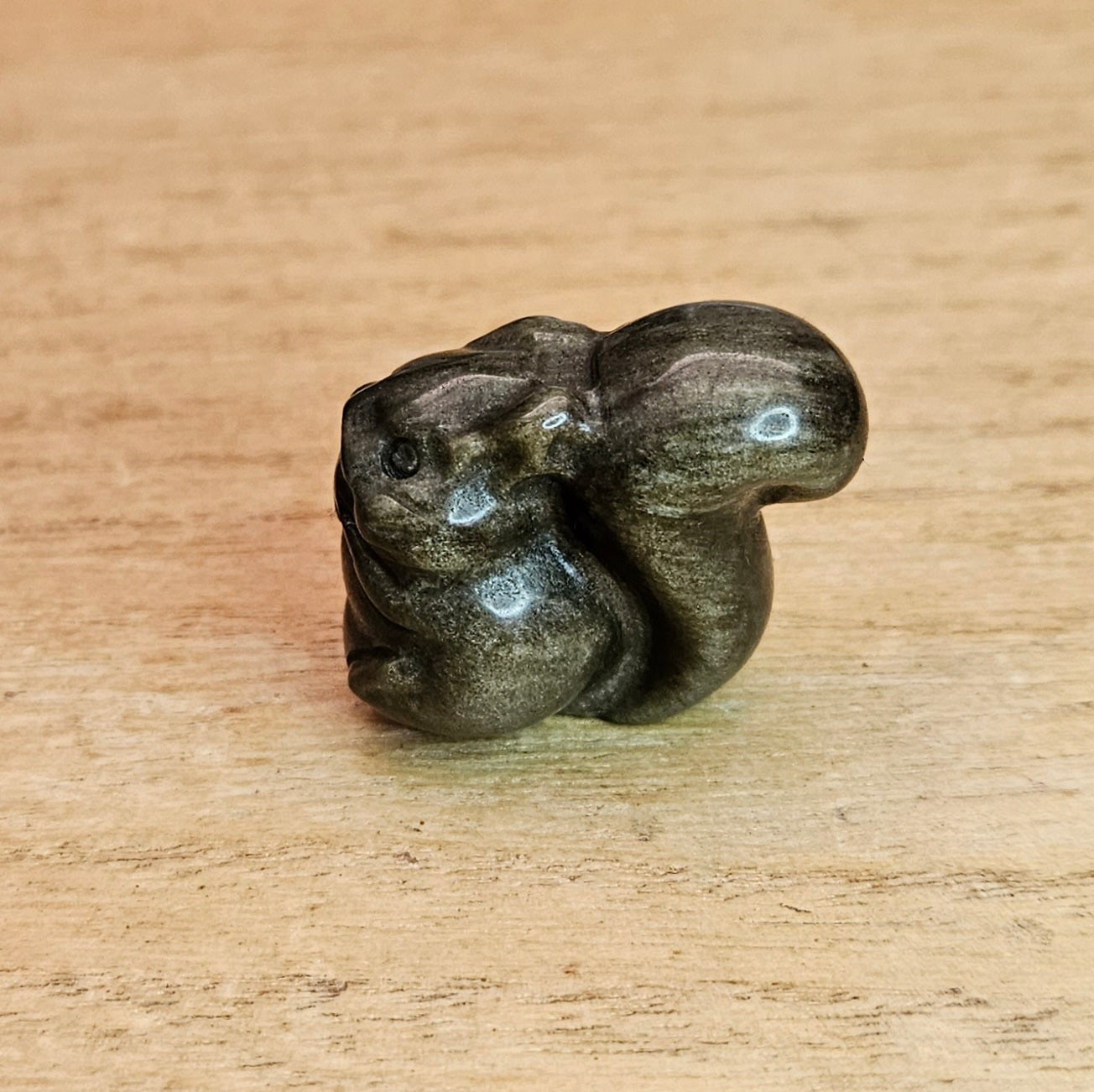 Gold Sheen Obsidian Squirrel Carving.