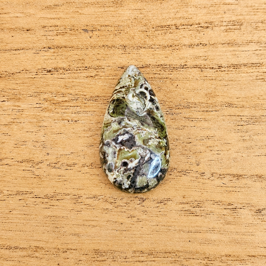 Rainforest Rhyolite Tear-drop Cabochon.
