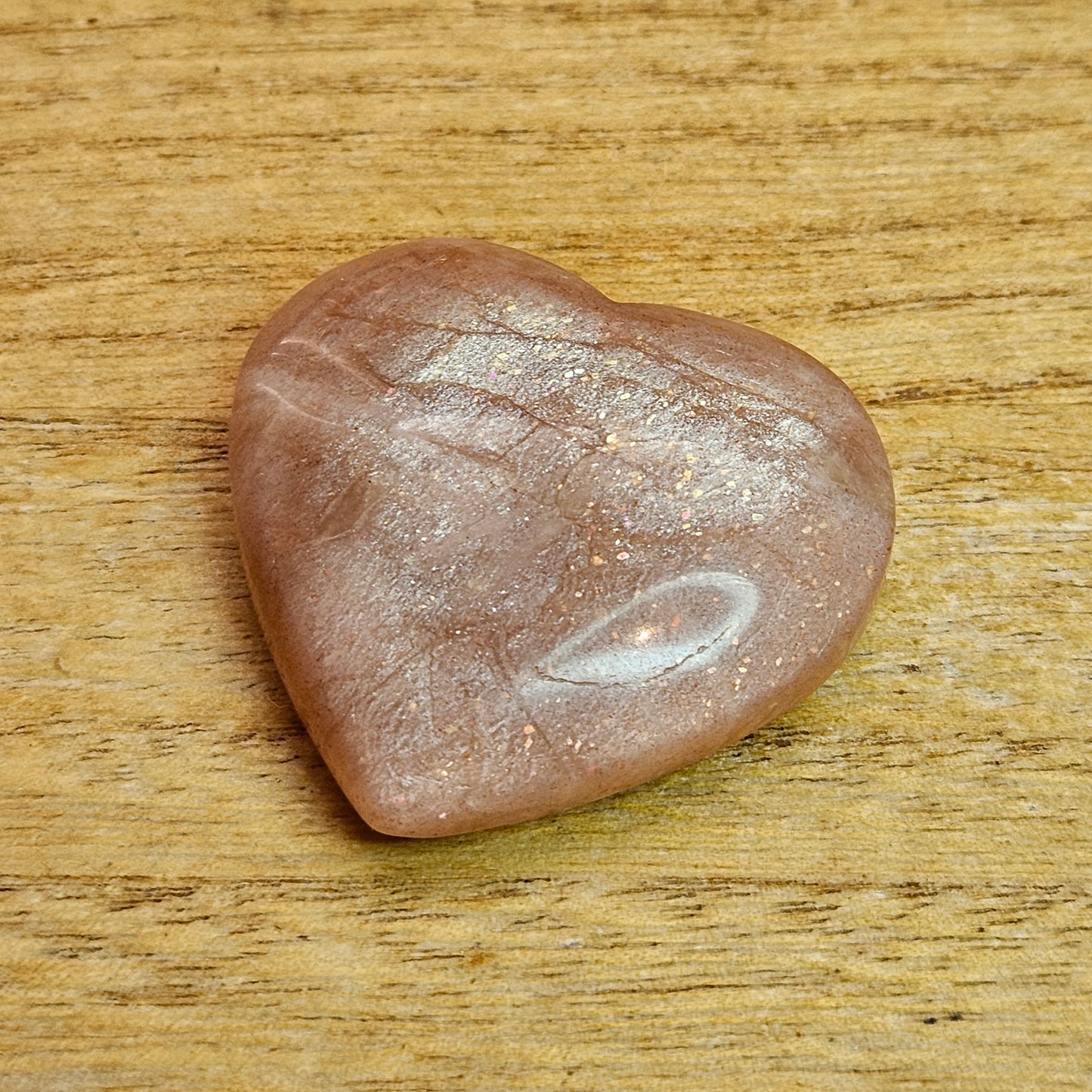 Peach Moonstone Heart Carving.