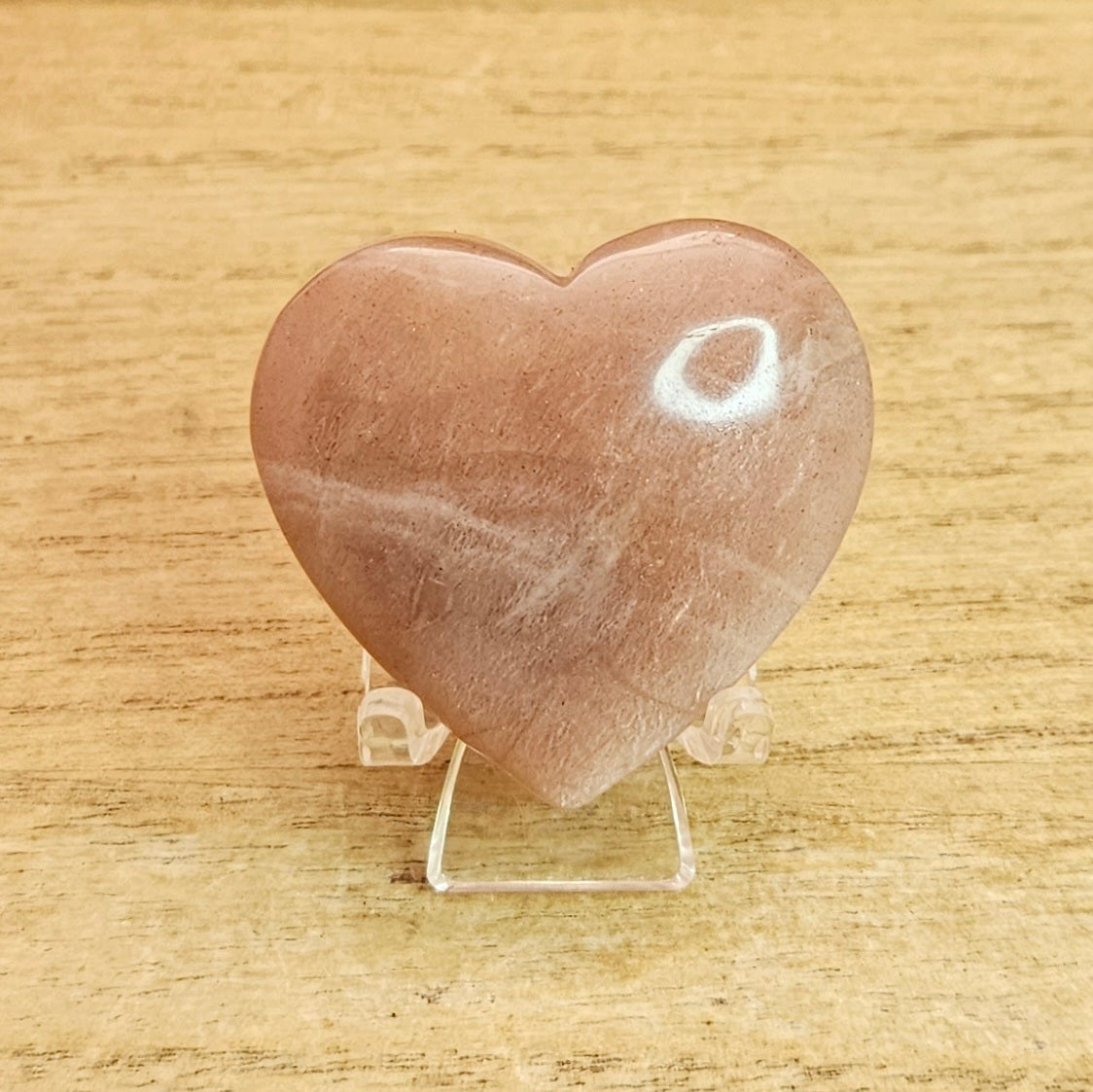 Peach Moonstone Heart Carving.