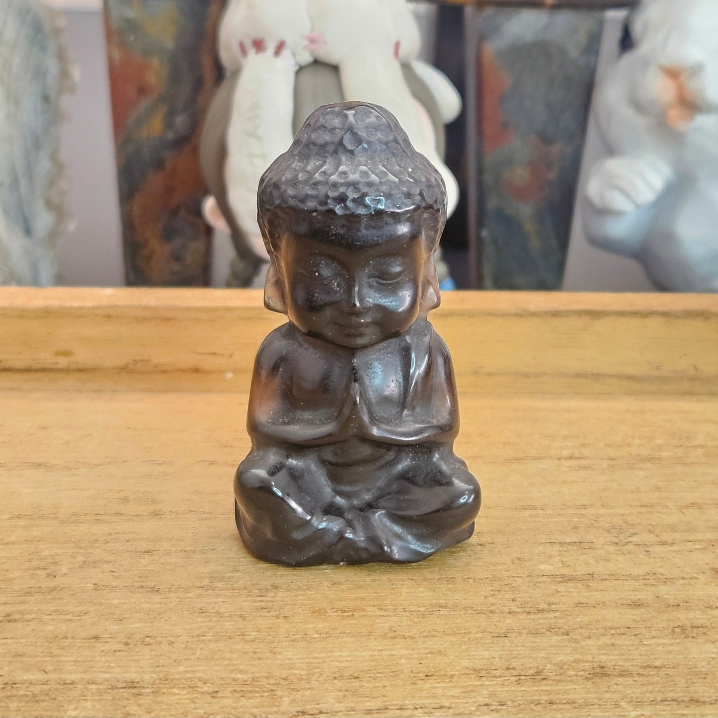 Ice Obsidian Shaka Buddha Carving.