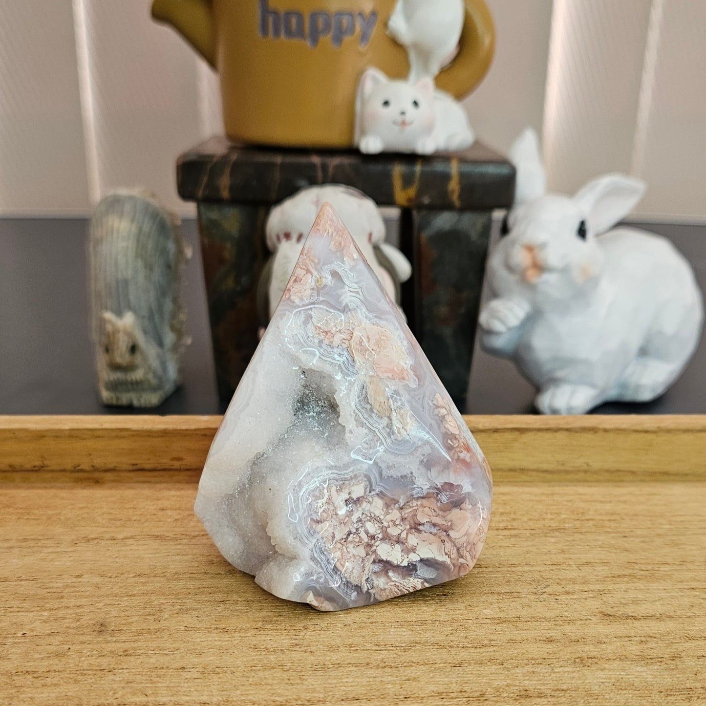 Pink Cotton Candy Agate Druzy Flame.