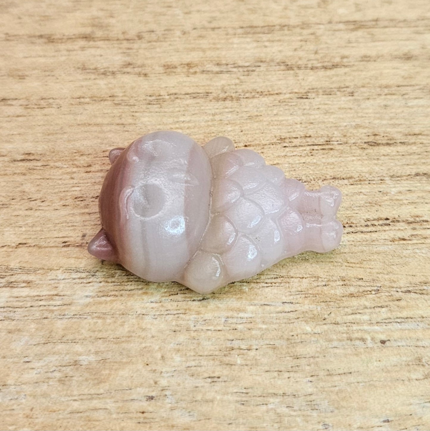Pink Banded Onyx Owl Flat Carving.