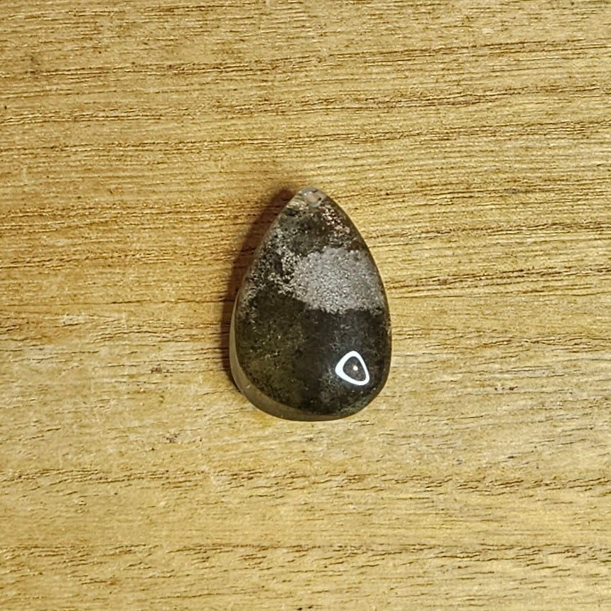 Green Garden Quartz Tear-drop Cabochon. *Pre Drilled*