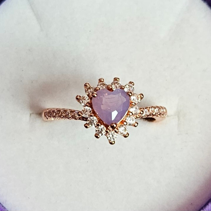 Scorolite Heart Rose Gold Band Adjustable Ring.
