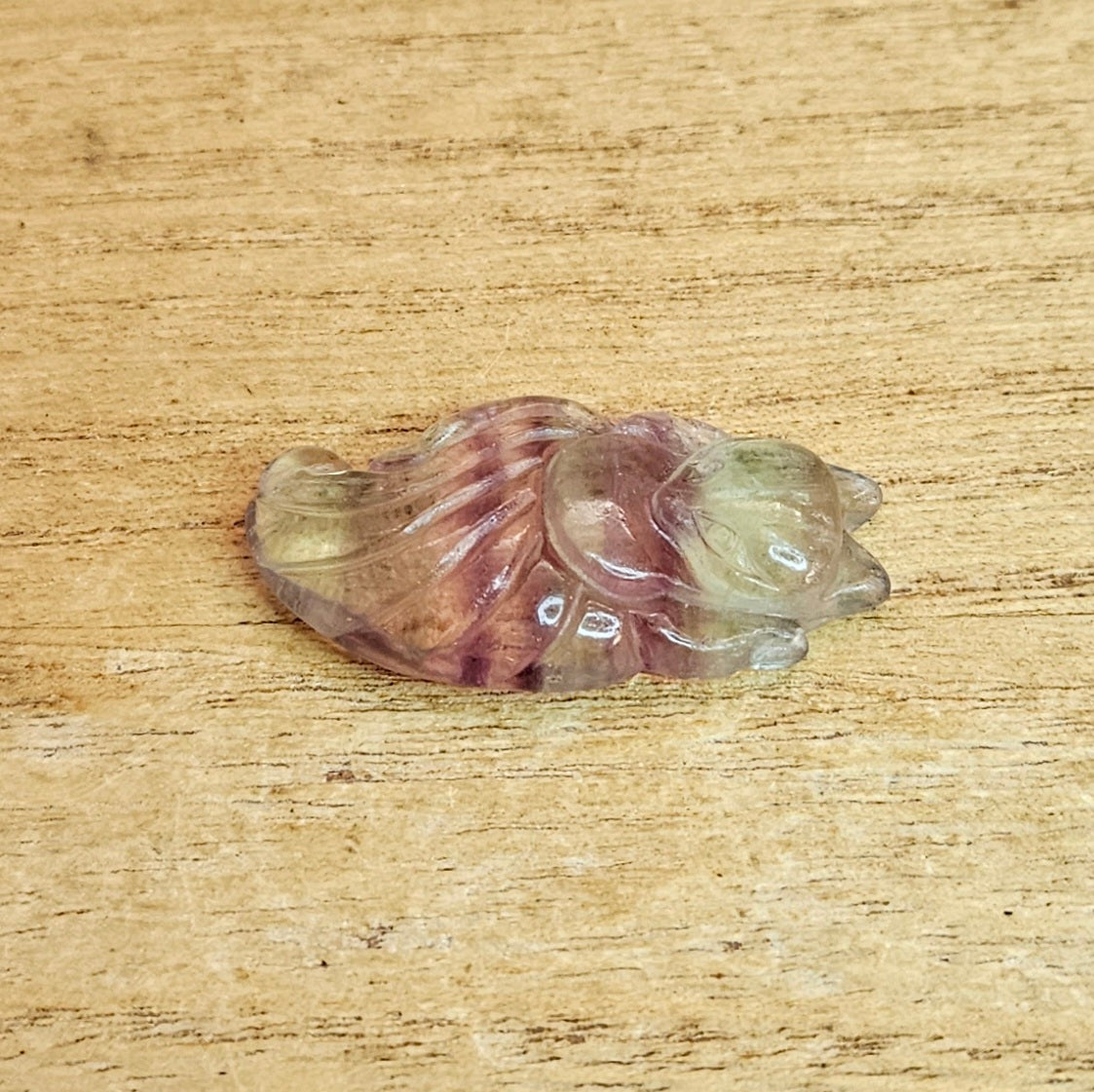 Fluorite Ninetail Fox Flat Carving.