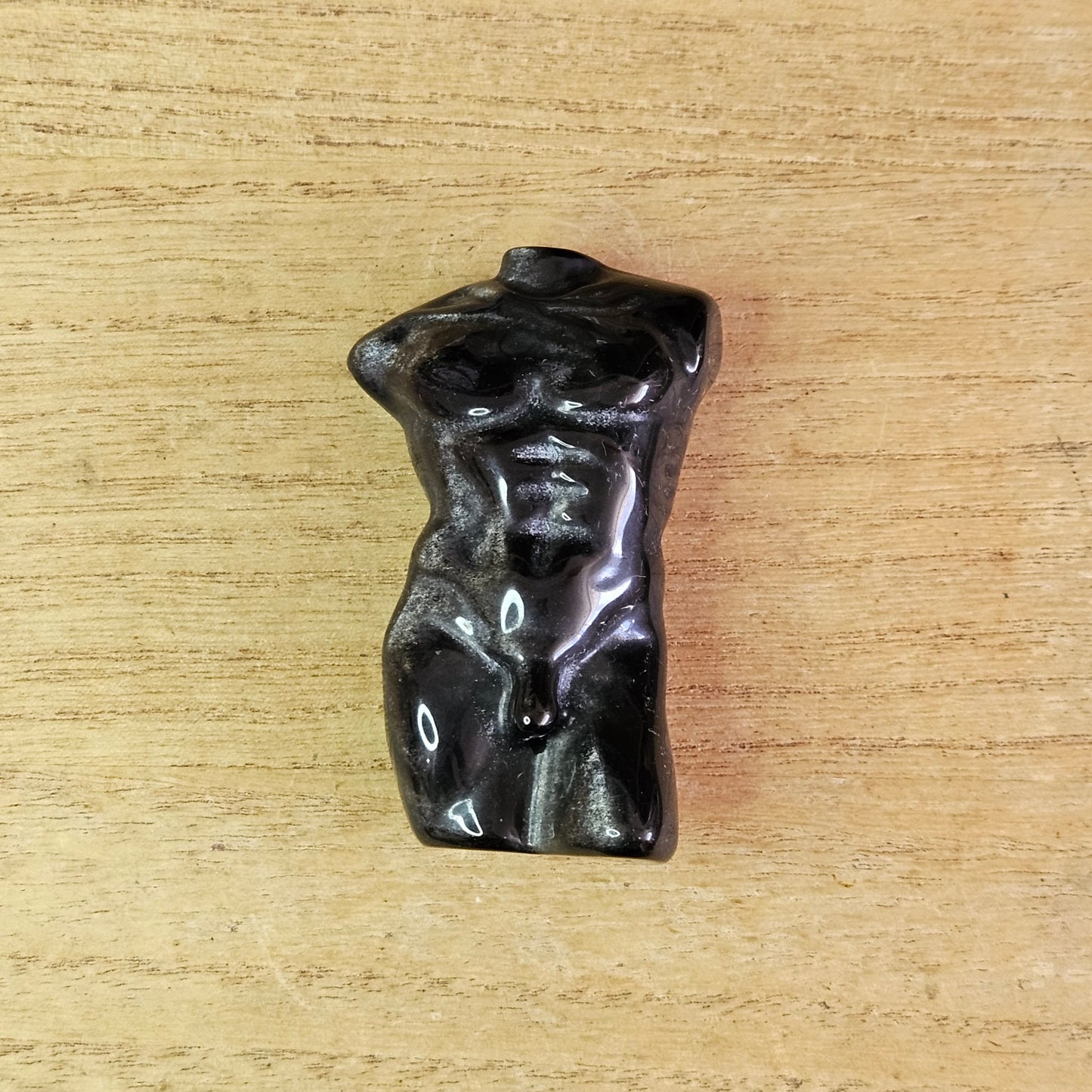 Silver Sheen Obsidian Male Body Carving.