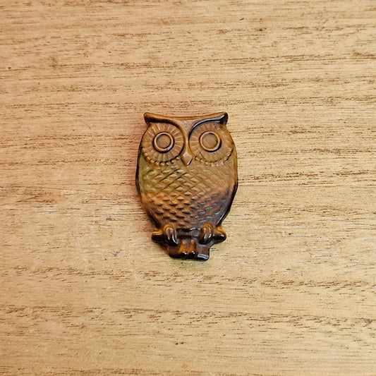 Tigers Eye Owl Flat Carving.
