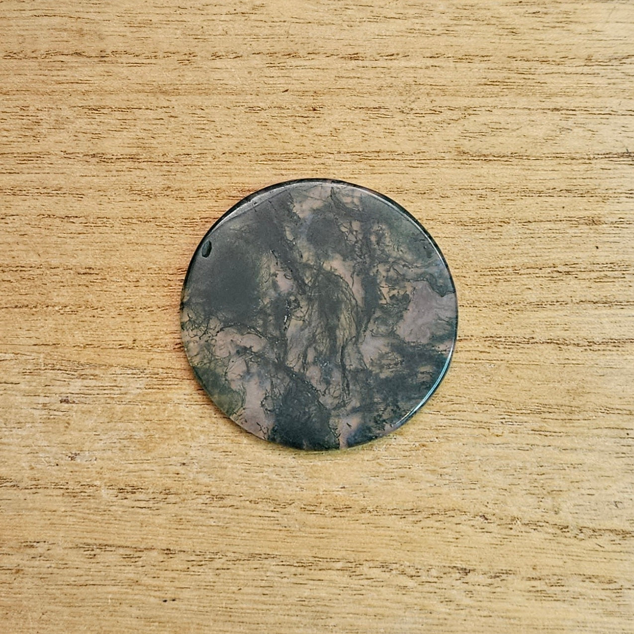 Moss Agate Disk Carving.