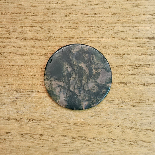 Moss Agate Disk Carving.