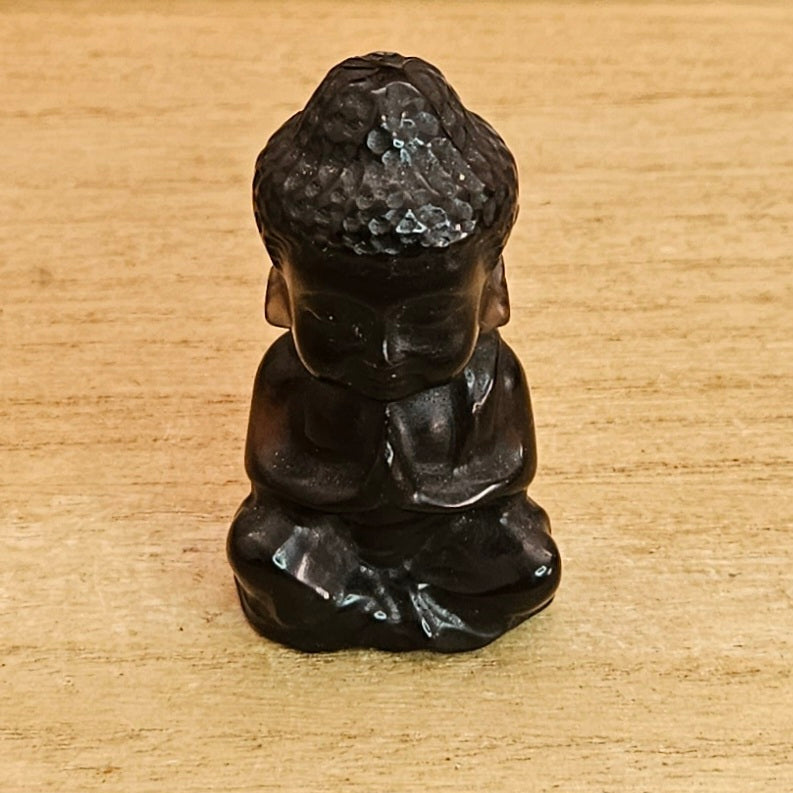 Ice Obsidian Shaka Buddha Carving.