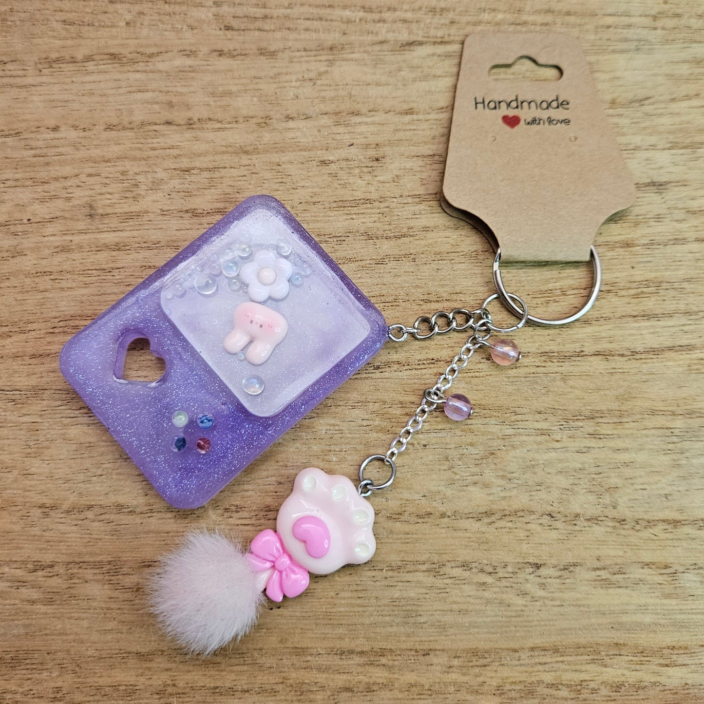 Game Console Keychain. Aura Quartz and Resin Keychain.