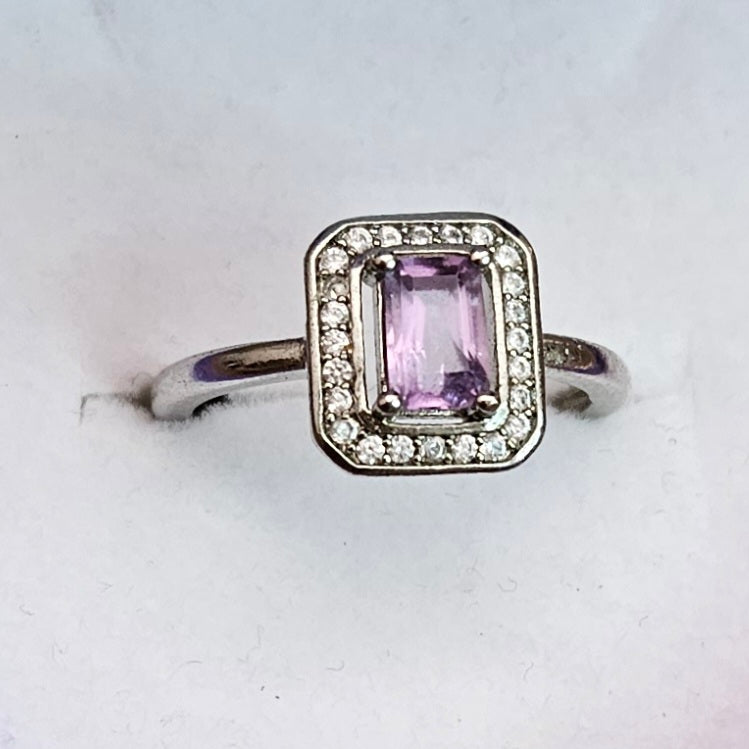 Rectangular Amethyst Adjustable Ring.