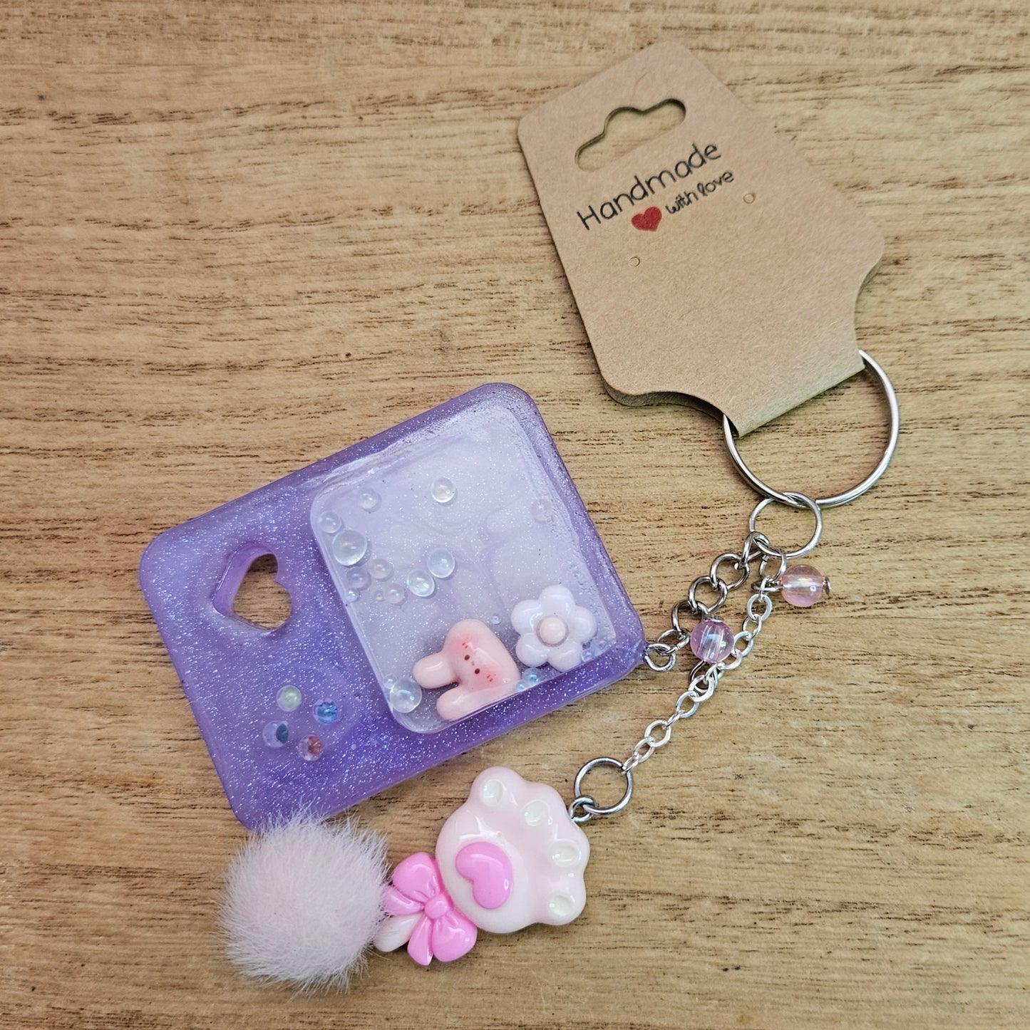 Game Console Keychain. Aura Quartz and Resin Keychain.