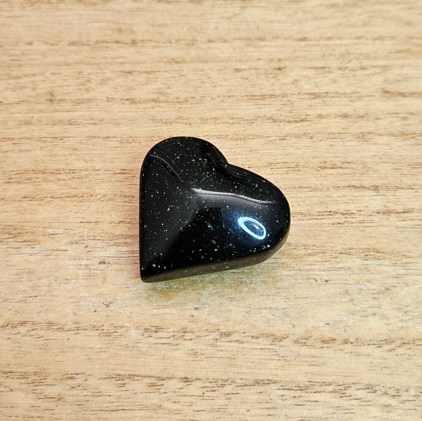 Green Goldstone Heart Carving.