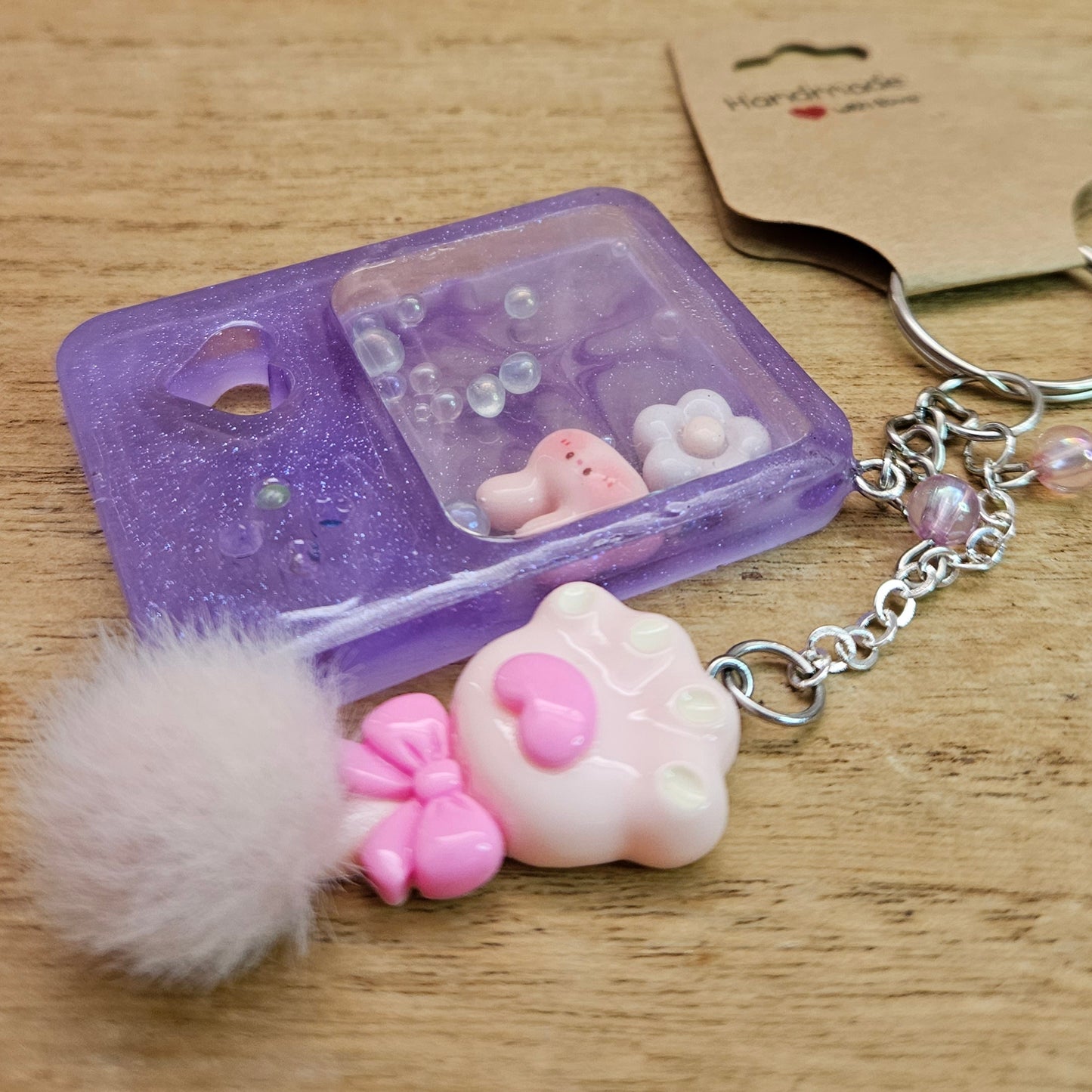 Game Console Keychain. Aura Quartz and Resin Keychain.