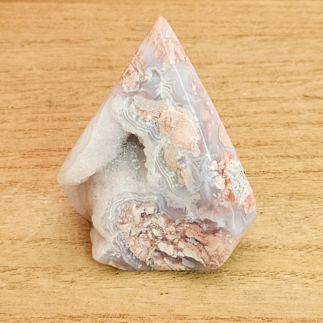 Pink Cotton Candy Agate Druzy Flame.