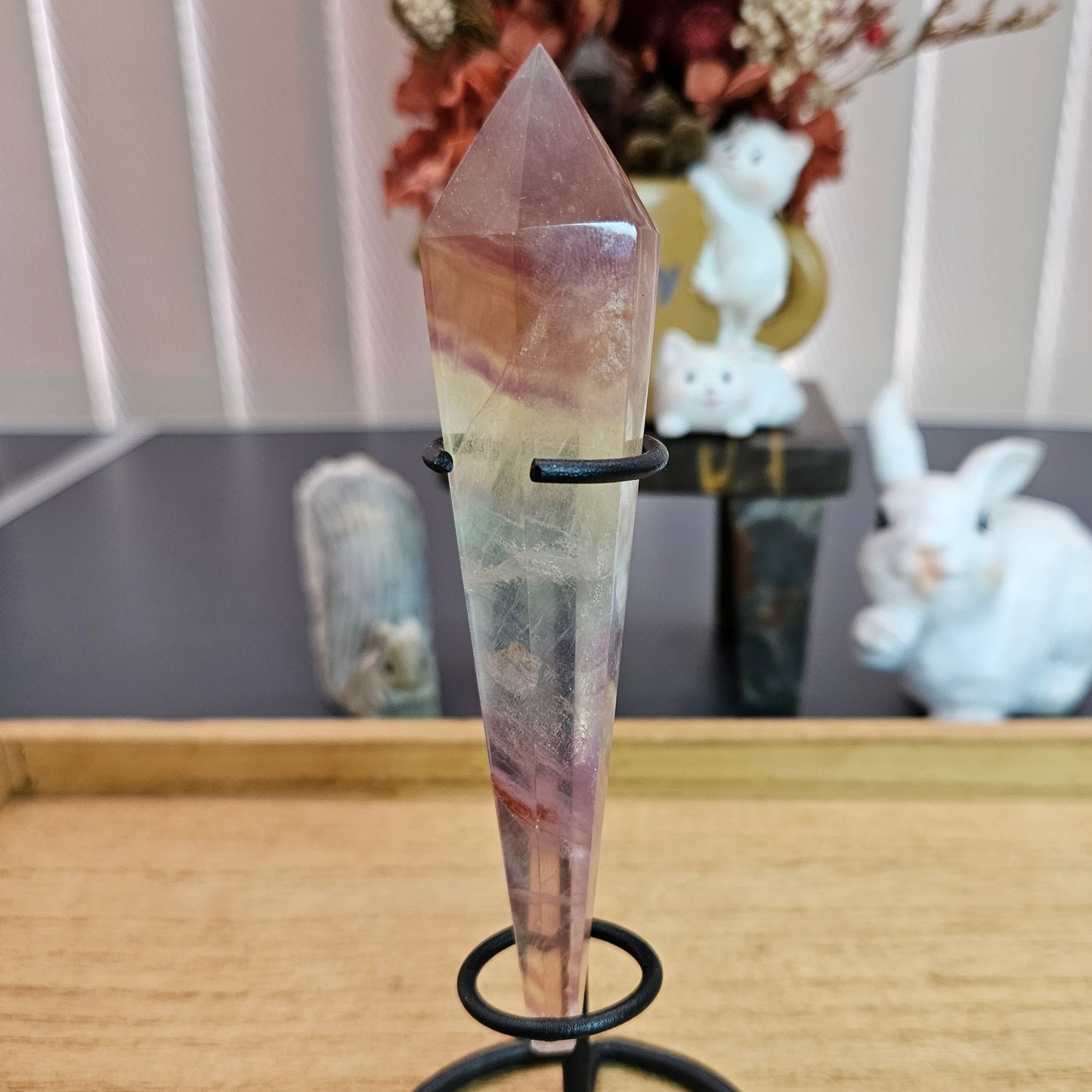 Rainbow Fluorite Wand & Stand.