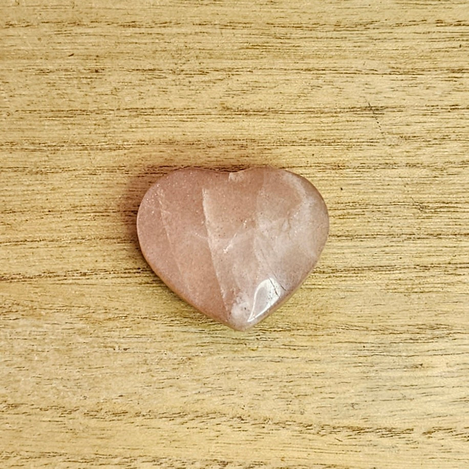 Peach Moonstone Heart Carving.