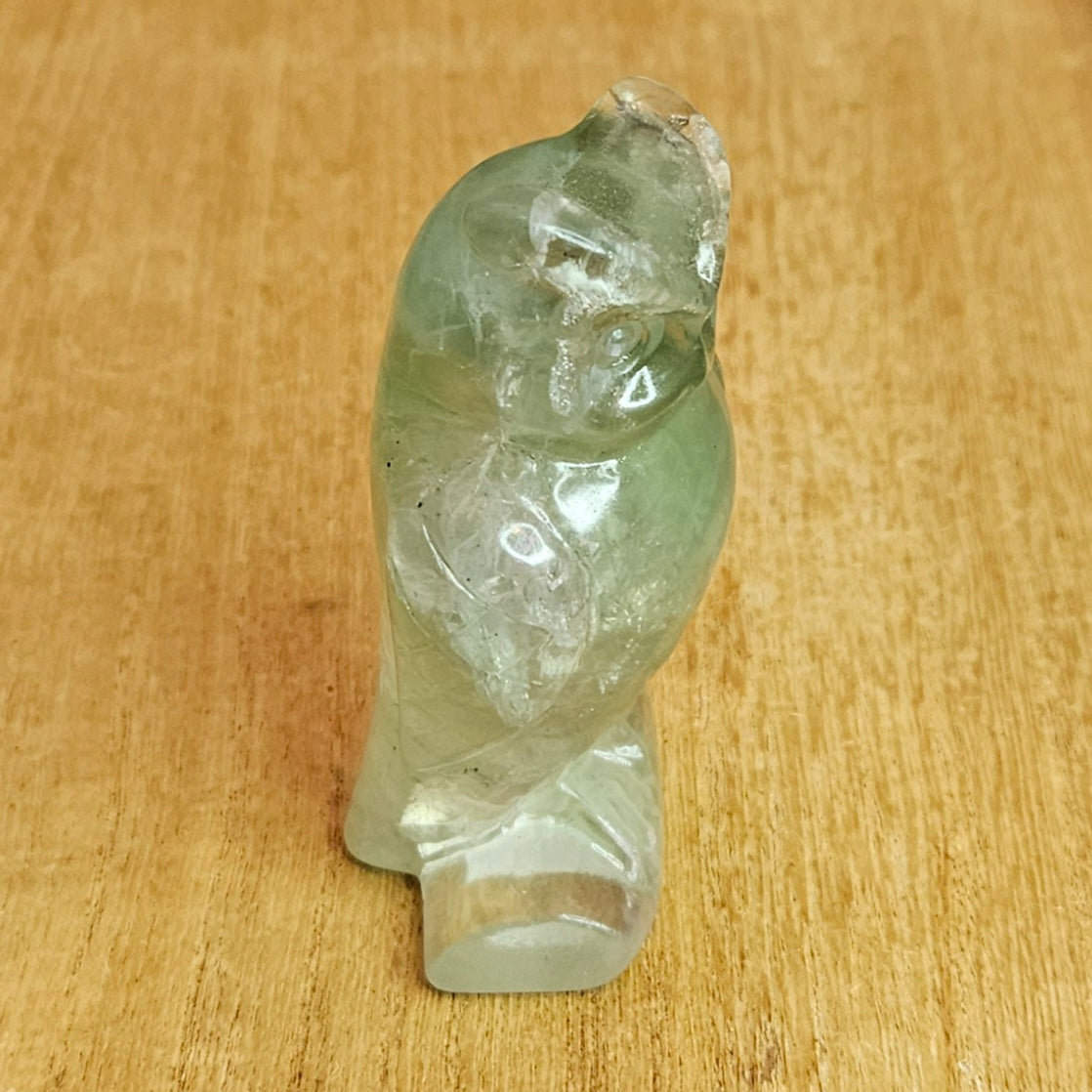 Green Fluorite Owl Carving.