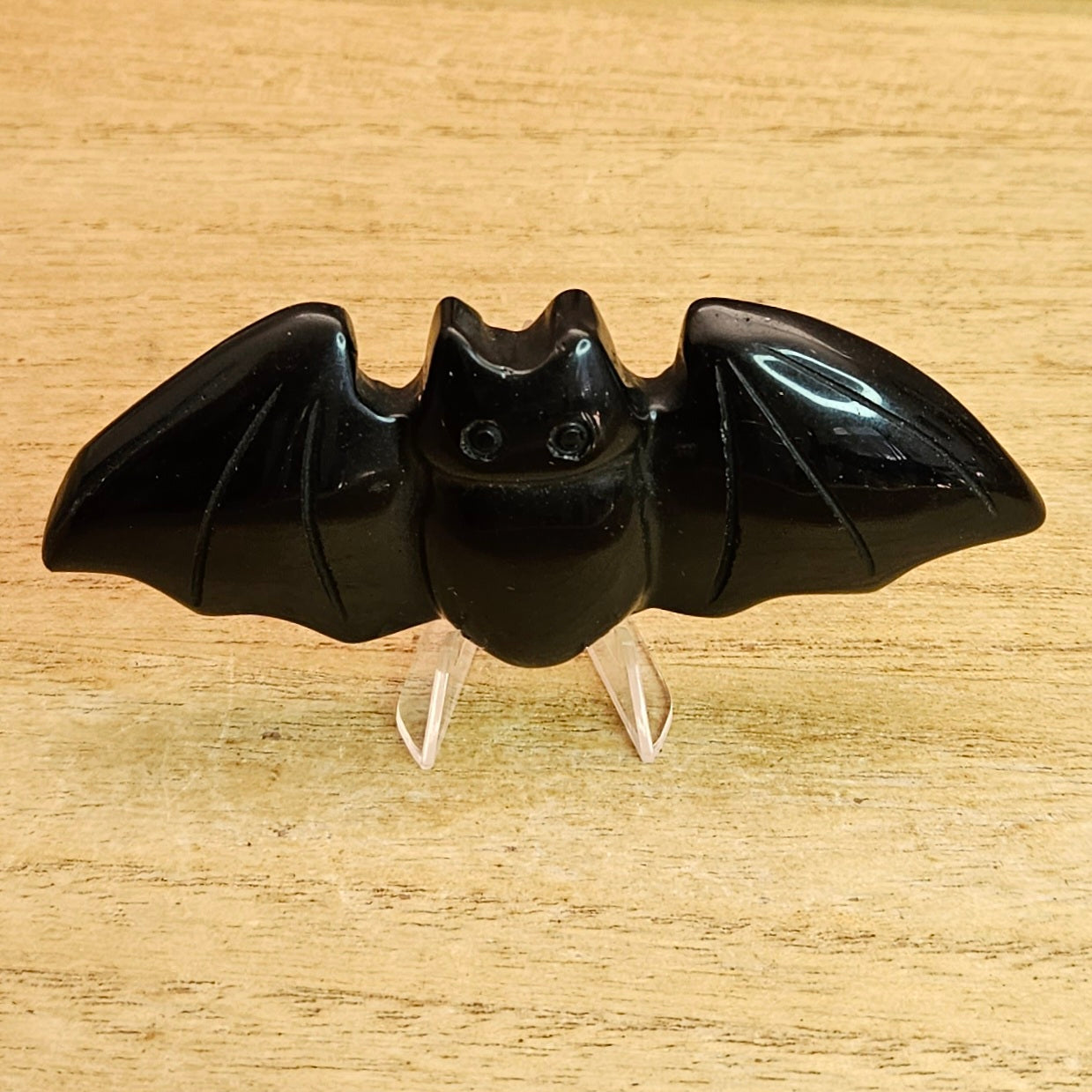 Obsidian Bat Flat Carving.