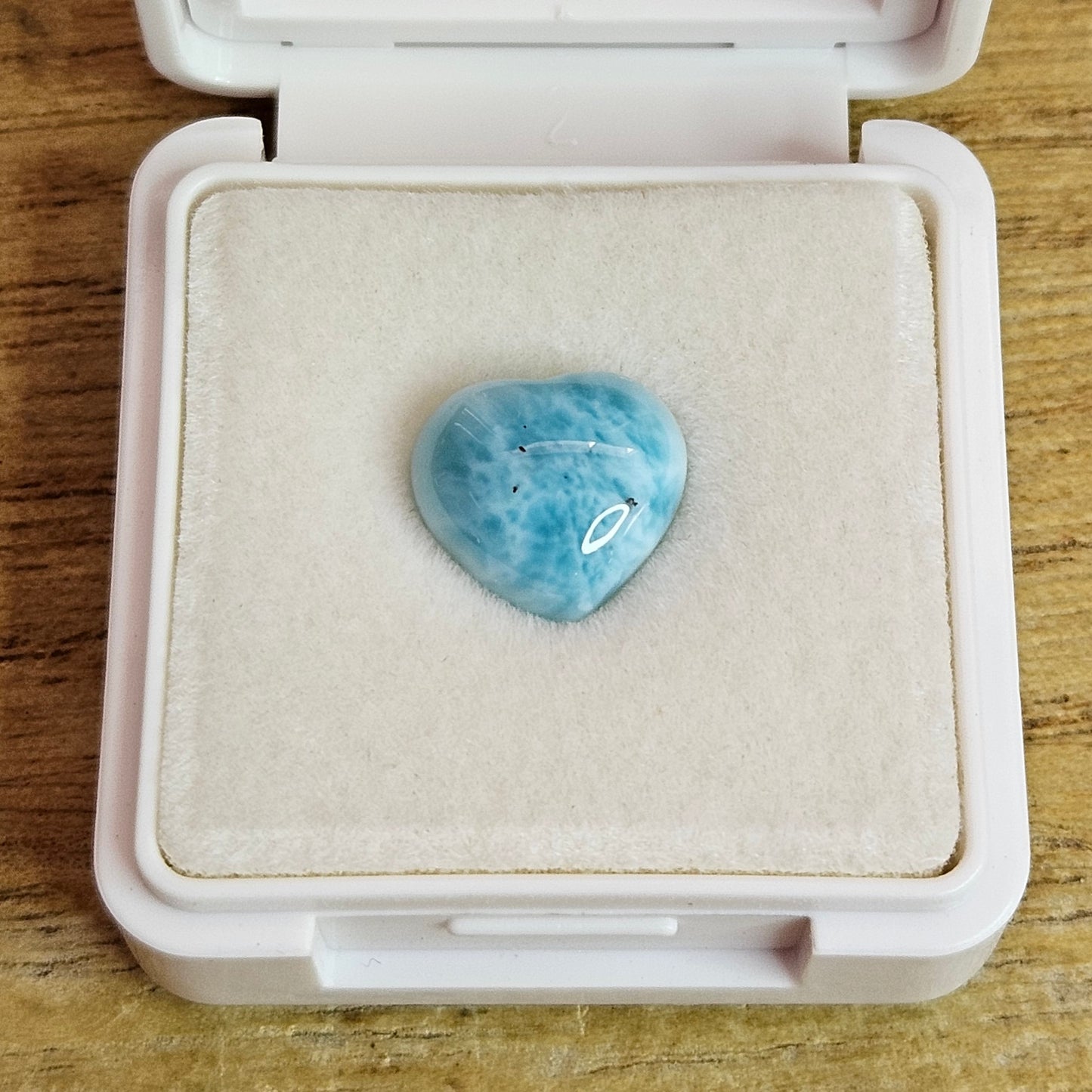 Larimar Heart in Case.