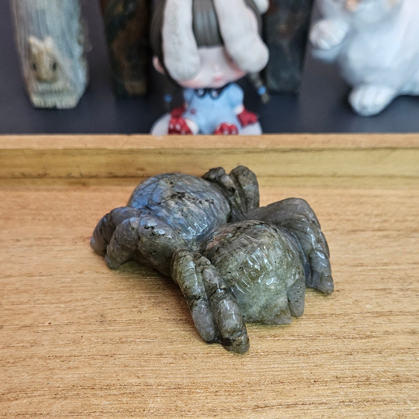 Labradorite Spider Carving.