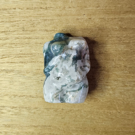 Moss Agate Pregnant Lady Body Carving