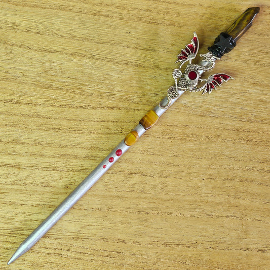 Silver Dragon Star Wand. Tiger's Eye.