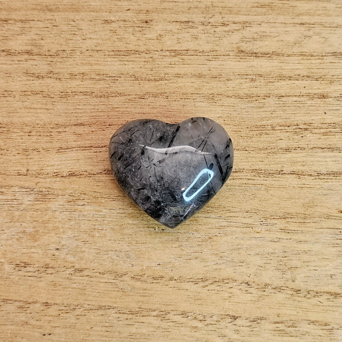 Black Rutilated Quartz Puffy Heart Carving.